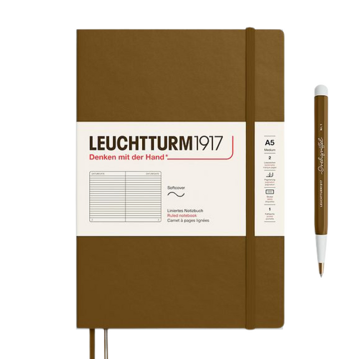 Leuchtturm1917 A5 Medium Softcover Notebook in Ruled / Spice Brown — Leuchtturm1917 notebook — quality writing journal with premium paper, at Cityluxe Singapore stationery store