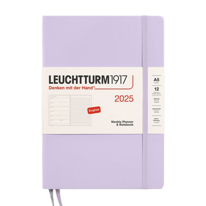 Leuchtturm1917 A5 Medium Hardcover Weekly Planner &amp; Notebook 2025 - Dotted / Lilac