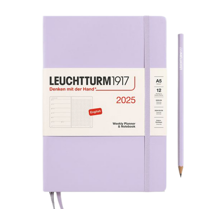 Leuchtturm1917 A5 Medium Hardcover Weekly Planner &amp; Notebook 2025 - Dotted / Lilac