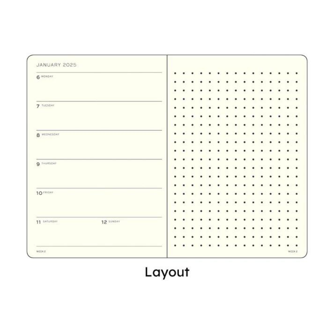 Leuchtturm1917 A5 Medium Hardcover Weekly Planner &amp; Notebook 2025 - Dotted / Lilac
