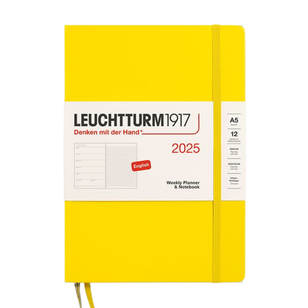 Leuchtturm1917 A5 Medium Hardcover Weekly Planner &amp; Notebook 2025 - Lemon