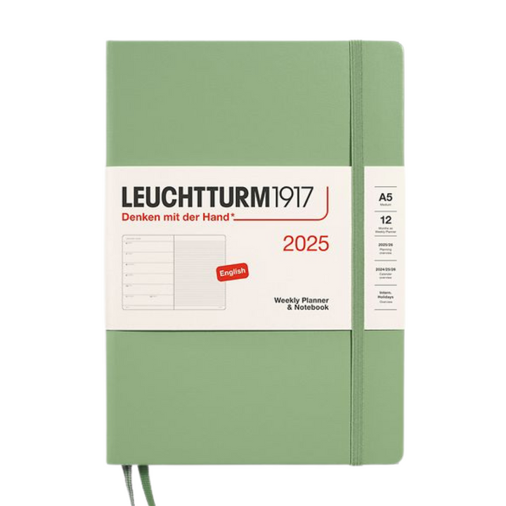 Leuchtturm1917 A5 Medium Hardcover Weekly Planner &amp; Notebook 2025 - Sage