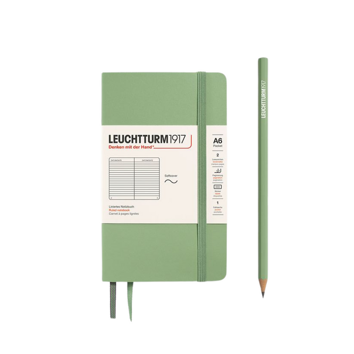 Leuchtturm1917 A6 Pocket Softcover Notebook in Ruled / Sage — Leuchtturm1917 notebook — quality writing journal with premium paper, at Cityluxe Singapore stationery store