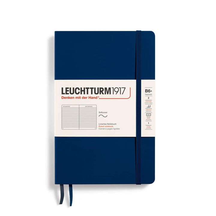 Leuchtturm1917 B6+ Softcover Paperback Notebook in Ruled / Navy — Leuchtturm1917 notebook — quality writing journal with premium paper, at Cityluxe Singapore stationery store