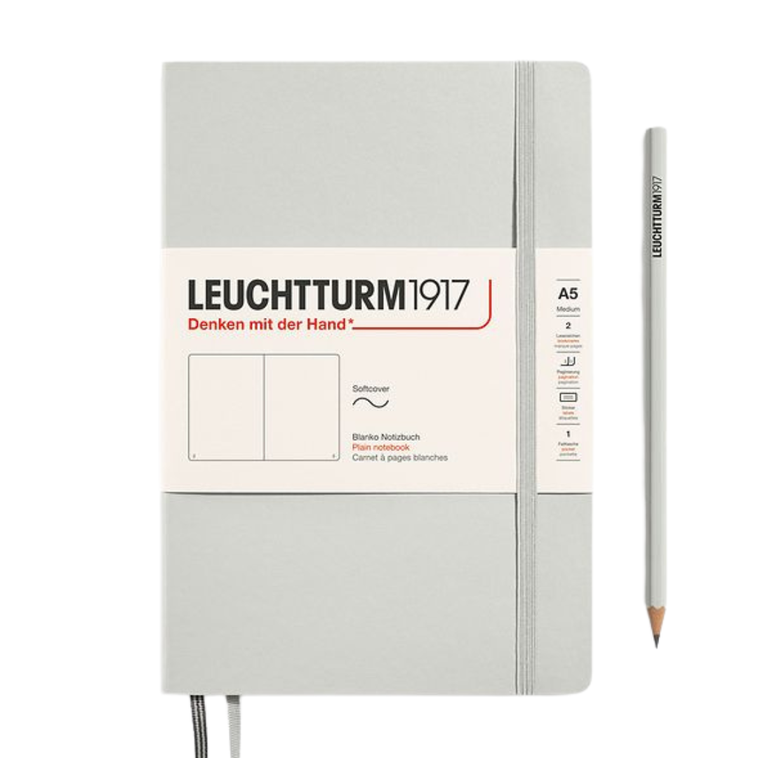Leuchtturm1917 A5 Medium Softcover Notebook in Plain / Light Grey — Leuchtturm1917 notebook — quality writing journal with premium paper, at Cityluxe Singapore stationery store