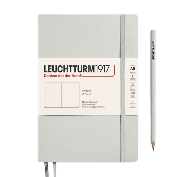 Leuchtturm1917 A5 Medium Softcover Notebook in Plain / Light Grey — Leuchtturm1917 notebook — quality writing journal with premium paper, at Cityluxe Singapore stationery store