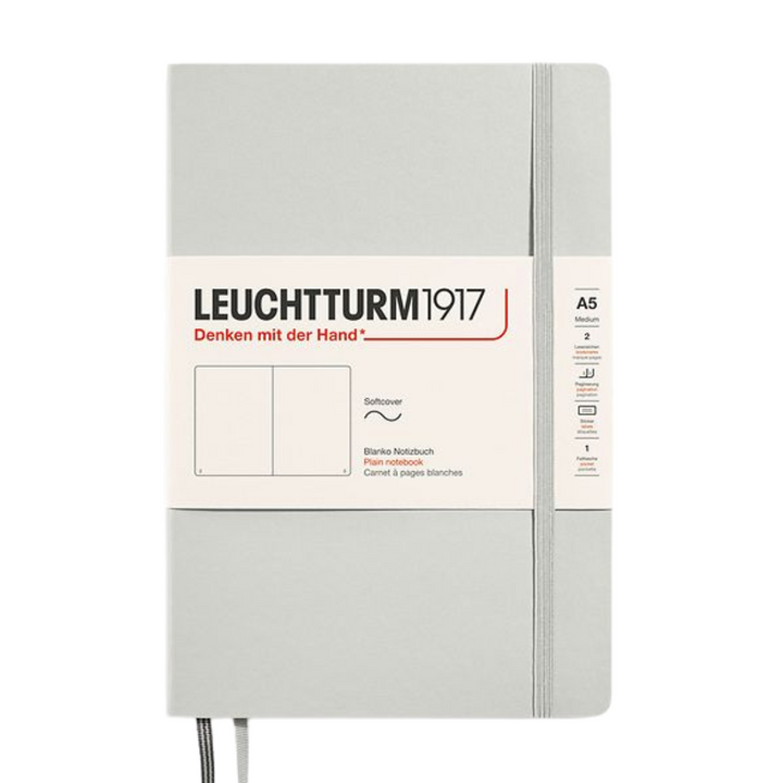 Leuchtturm1917 A5 Medium Softcover Notebook in Plain / Light Grey — Leuchtturm1917 notebook — quality writing journal with premium paper, at Cityluxe Singapore stationery store