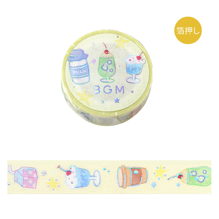 BGM Foil Stamping Masking Tape: Life in Loose Drink — BGM masking tape — decorative paper tape for journaling and scrapbooking, at Cityluxe Singapore