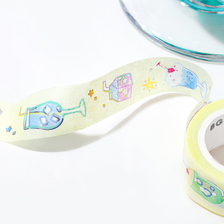 BGM Foil Stamping Masking Tape: Life in Loose Drink — BGM masking tape — decorative paper tape for journaling and scrapbooking, at Cityluxe Singapore