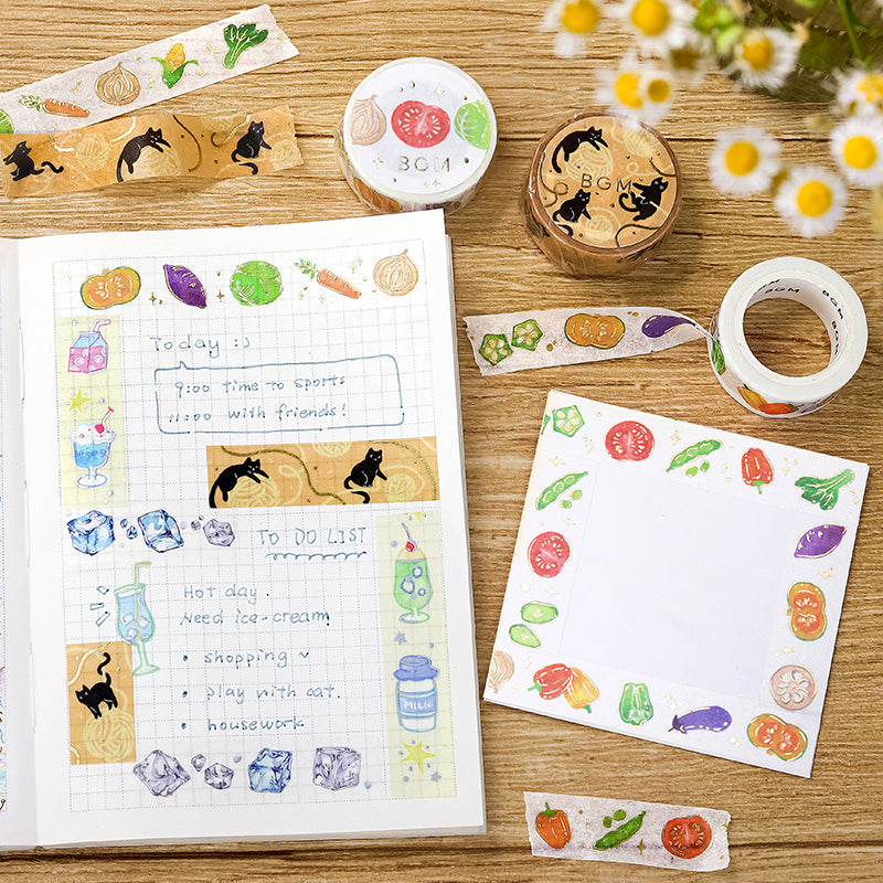 BGM Foil Stamping Masking Tape: Life in Loose Drink — BGM masking tape — decorative paper tape for journaling and scrapbooking, at Cityluxe Singapore