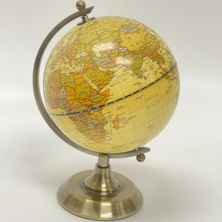 Luxo Antique Globe, Copper Metal Base - 14cm