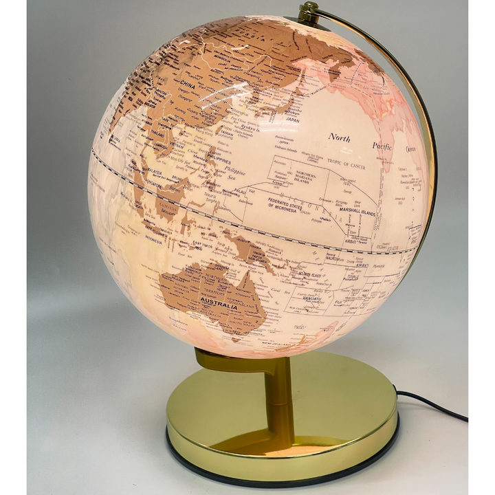 Luxo Painting Globe, Gold Base, Led Light - 25cm — close-up