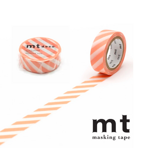 MTデコ和紙テープ ストライプ サーモンピンク