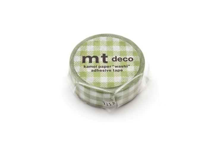 MT Deco Washi Tape - Stripe Checkered Light Moss Green