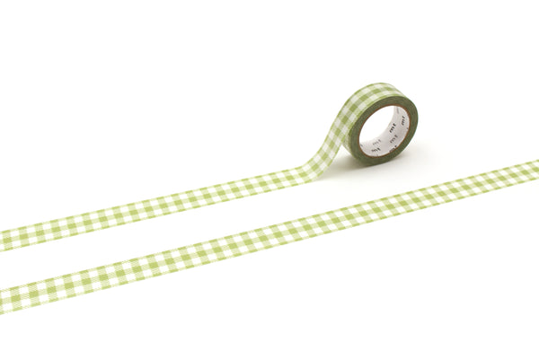 画像をギャラリービューアに読み込む, MT Deco Washi Tape - Stripe Checkered Light Moss Green
