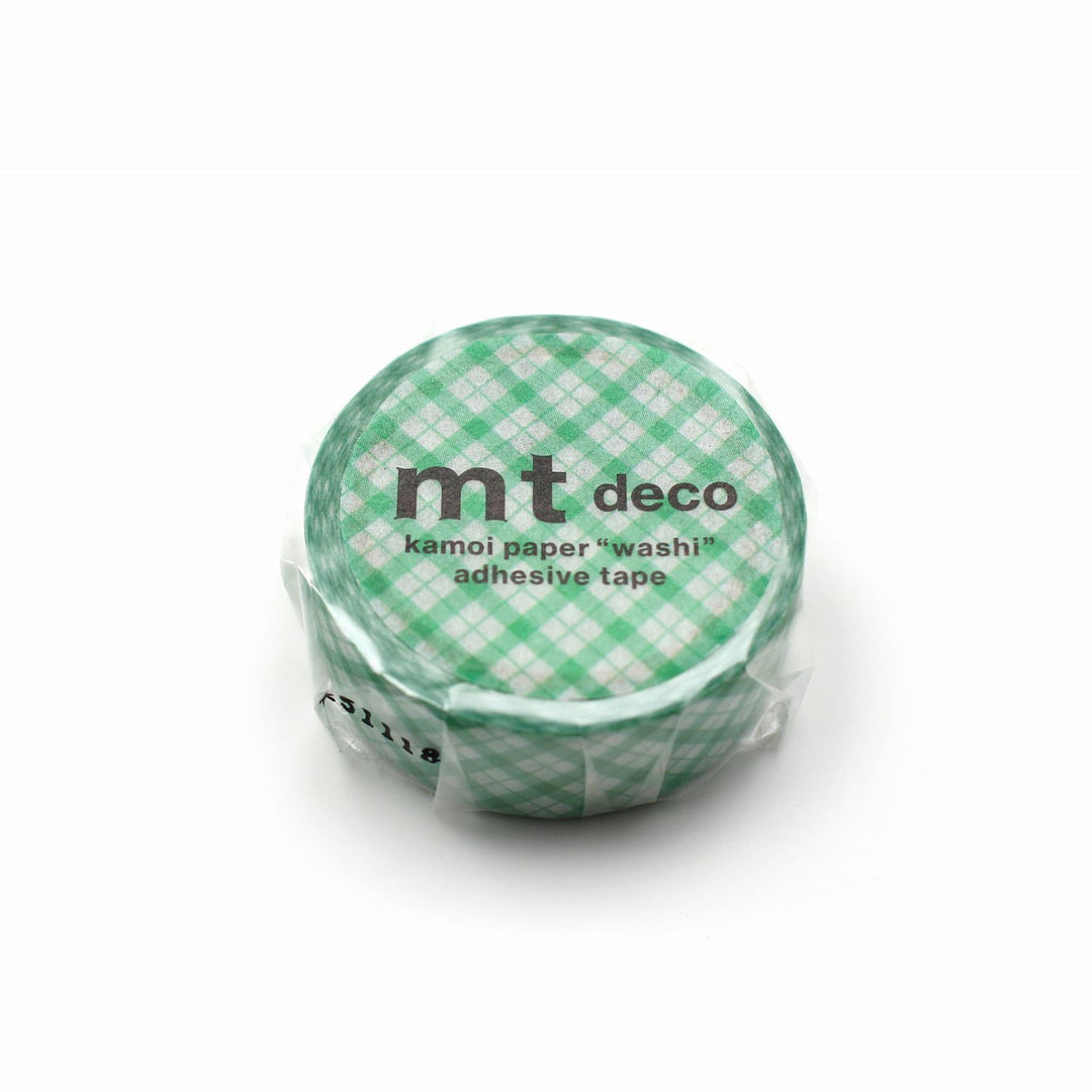 MT 1P Kamoi Washi Tape - Overlapped Wide Gingham Green