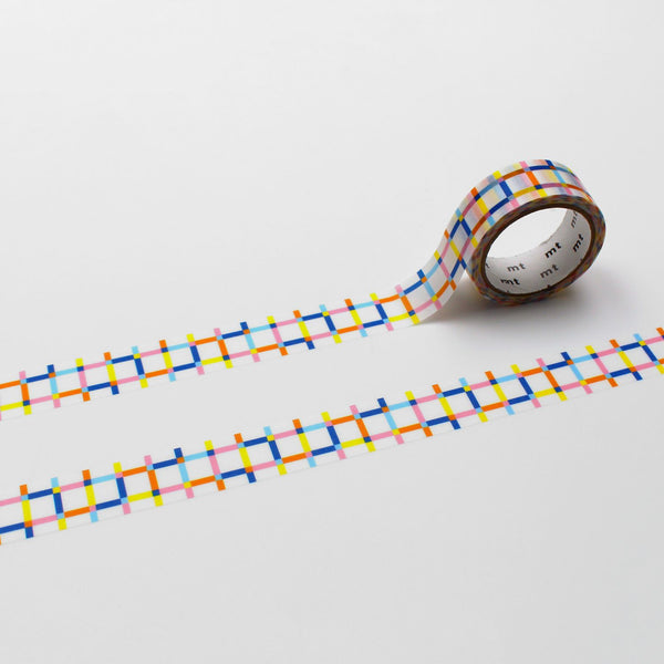 MT 1P Kamoi Washi Tape - Colorful Gingham Random — roll front