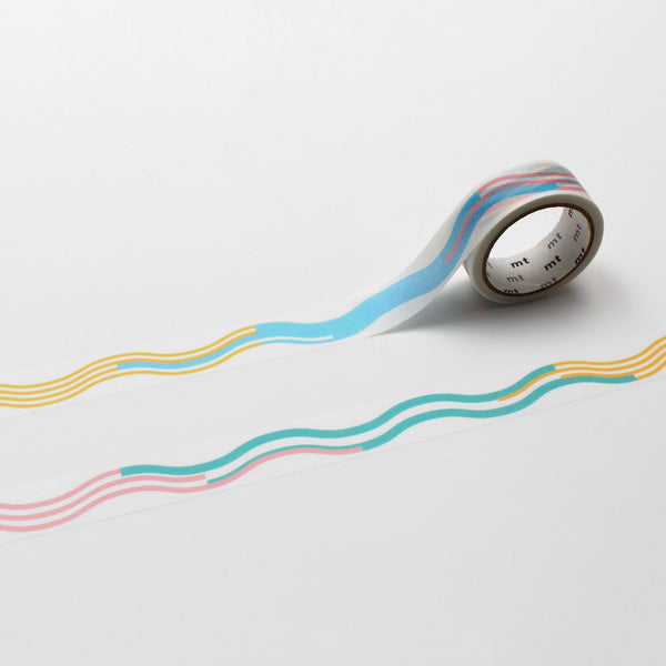 MT 1P Kamoi Washi Tape - Wavy Pastel — roll front