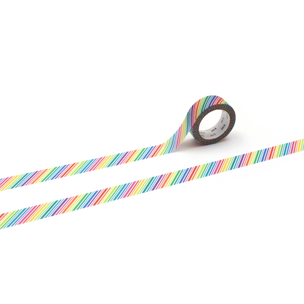 MT 1P Kamoi Washi Tape - Rainbow Stripe — roll front