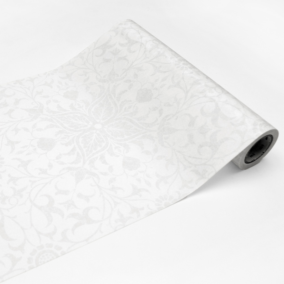MT CASA Morris &amp; Co. Pure Net Ceiling Embroidery Paper in White — MT Tape washi tape — decorative Japanese paper tape for journaling and craft, at Cityluxe Singapore