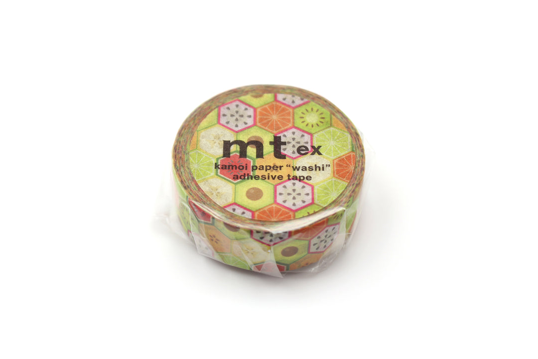 MT EX Washi Tape in Hexagon Fruits — MT Tape washi tape — decorative Japanese paper tape for journaling and craft, at Cityluxe Singapore