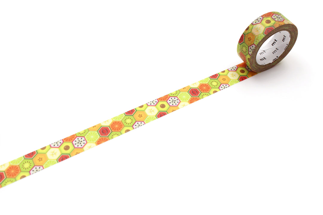 MT EX Washi Tape in Hexagon Fruits — MT Tape washi tape — decorative Japanese paper tape for journaling and craft, at Cityluxe Singapore