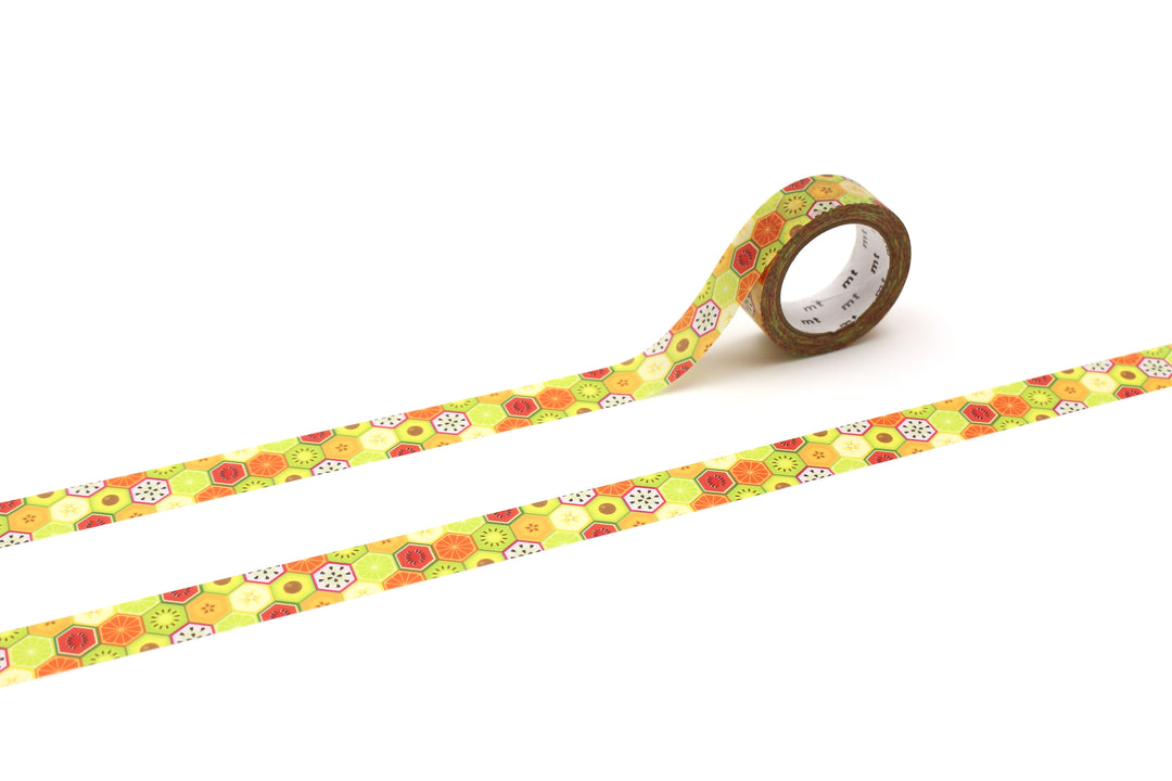 MT EX Washi Tape in Hexagon Fruits — MT Tape washi tape — decorative Japanese paper tape for journaling and craft, at Cityluxe Singapore