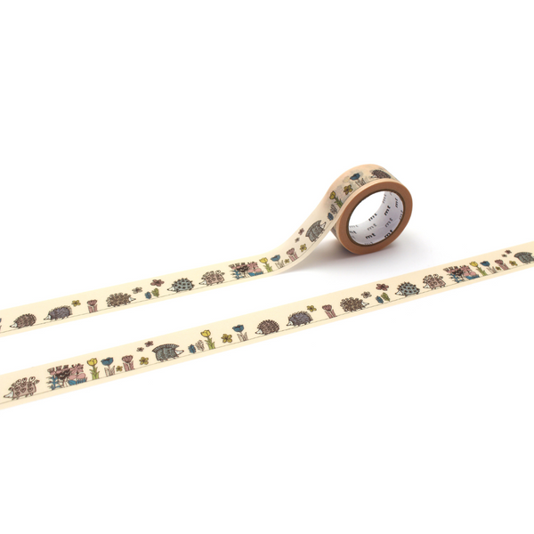 MT x Lisa Larson Washi Tape - Hedgehog Garden — roll front