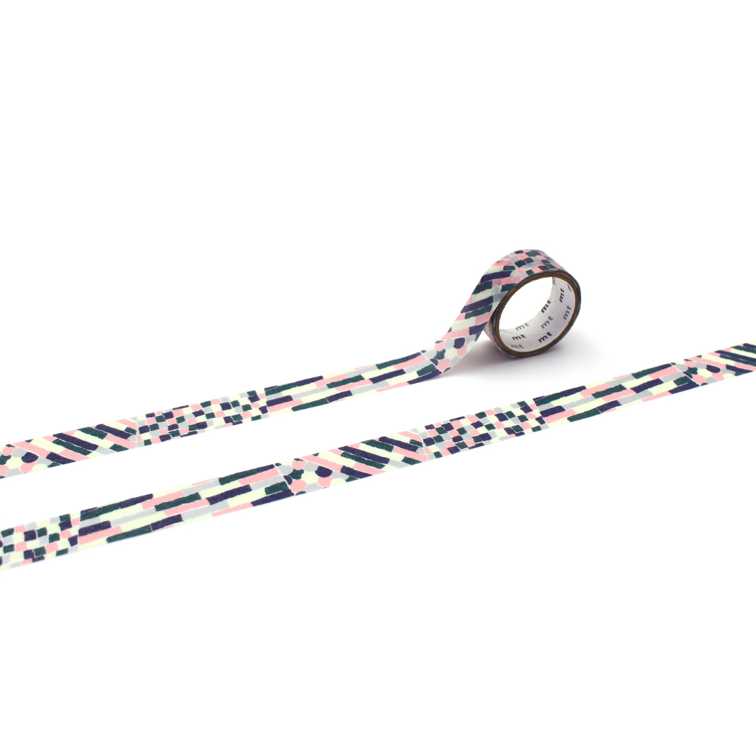 MT x Mina Perhonen Washi Tape in Luminescent Light Collage — MT Tape washi tape — decorative Japanese paper tape for journaling and craft, at Cityluxe Singapore