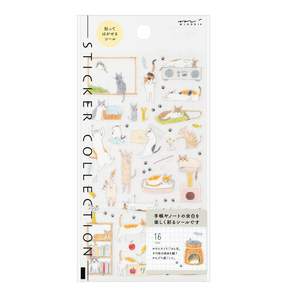 Midori Sticker [M] (1 Sheet) in Cat — Midori decorative sticker — for journaling, planners and scrapbooking, at Cityluxe Singapore