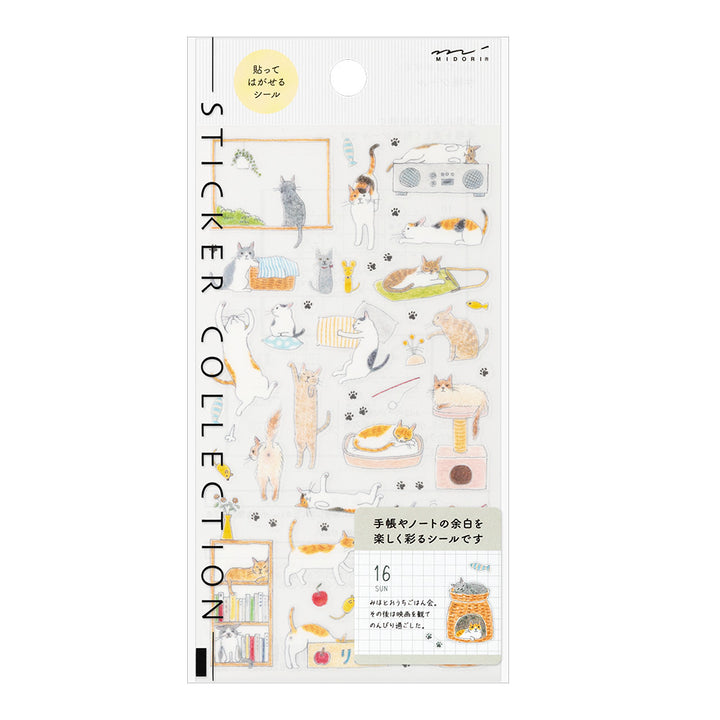 Midori Sticker [M] (1 Sheet) in Cat — Midori decorative sticker — for journaling, planners and scrapbooking, at Cityluxe Singapore
