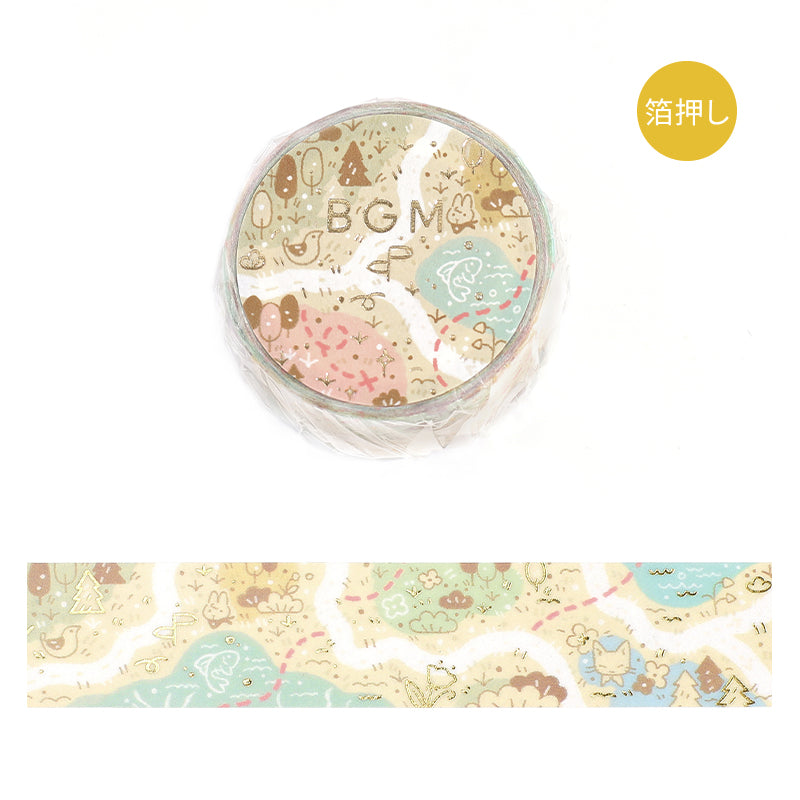 BGM Foil Stamping Masking Tape: Mysterious Journey in Map — BGM masking tape — decorative paper tape for journaling and scrapbooking, at Cityluxe Singapore