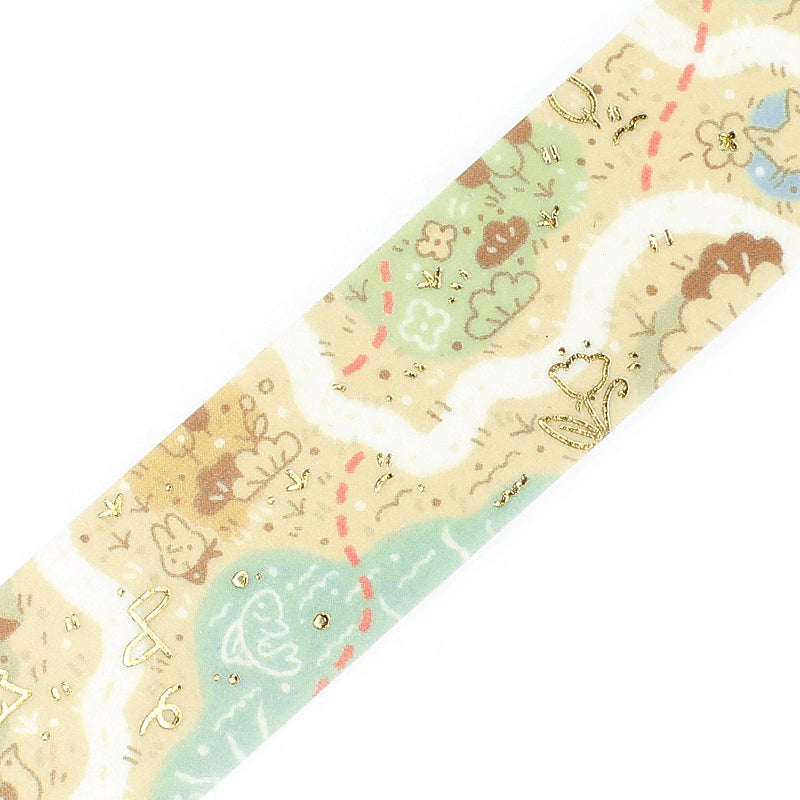 BGM Foil Stamping Masking Tape: Mysterious Journey in Map — BGM masking tape — decorative paper tape for journaling and scrapbooking, at Cityluxe Singapore