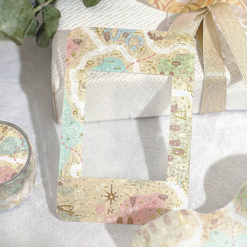 BGM Foil Stamping Masking Tape: Mysterious Journey in Map — BGM masking tape — decorative paper tape for journaling and scrapbooking, at Cityluxe Singapore