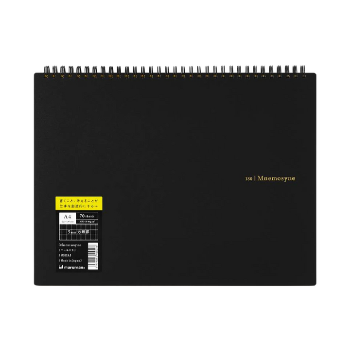 Maruman Mnemosyne A4 Notebook in Landscape / Graph (Black) — Maruman notes/memos — premium stationery and lifestyle, at Cityluxe Singapore