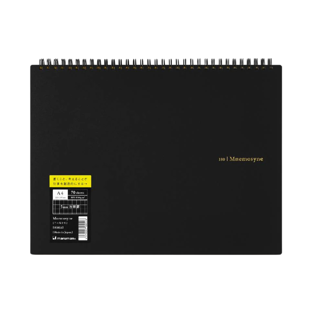Maruman Mnemosyne A4 Notebook in Landscape / Blank (Black) — Maruman notes/memos — premium stationery and lifestyle, at Cityluxe Singapore