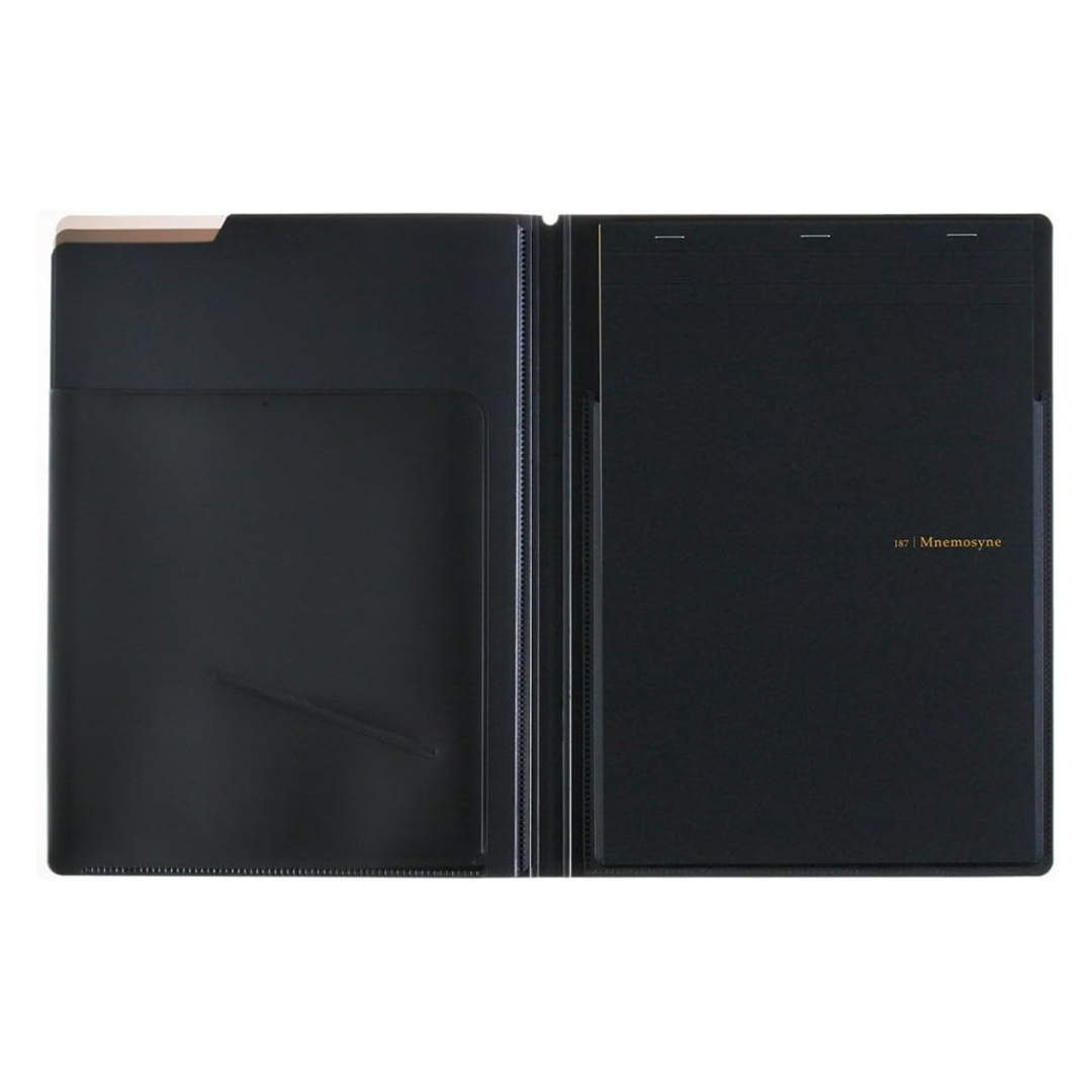 Maruman Mnemosyne Notepad Holder with 5 Pockets & A4 Graph Notepad (Black) — Maruman notes/memos — premium stationery and lifestyle, at Cityluxe Singapore