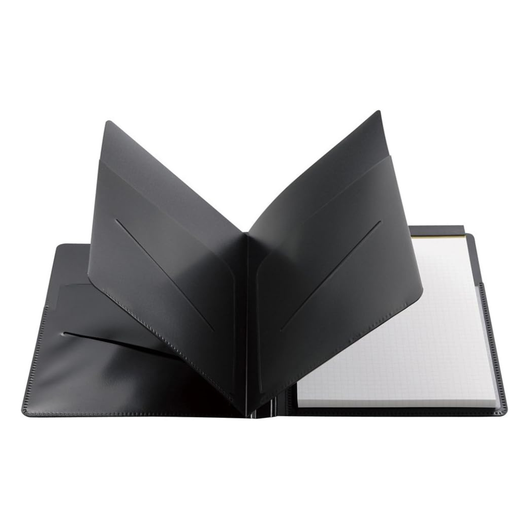Maruman Mnemosyne Notepad Holder with 5 Pockets &amp; A4 Graph Notepad (Black) — Maruman notes/memos — premium stationery and lifestyle, at Cityluxe Singapore