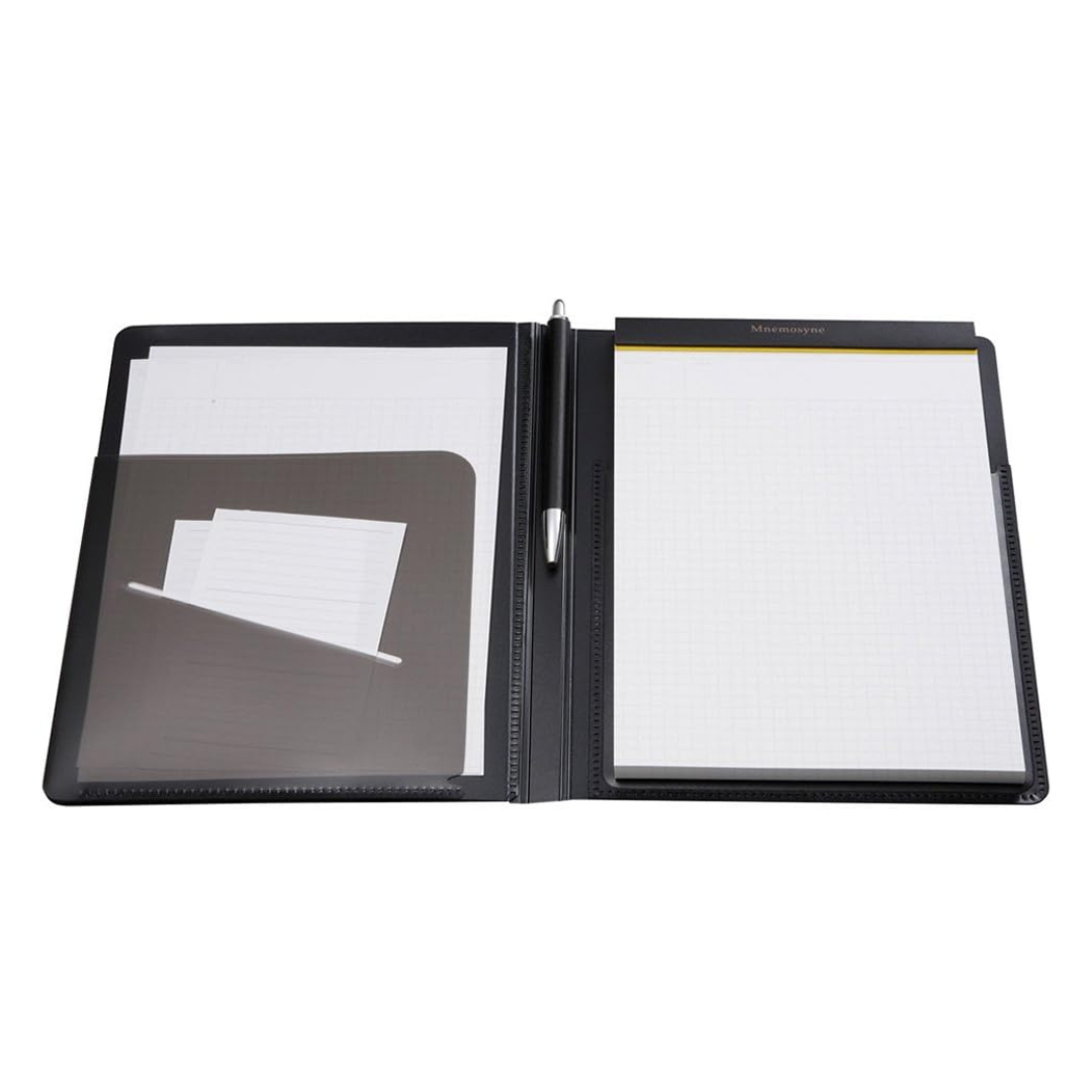 Maruman Mnemosyne Notepad Holder with 5 Pockets &amp; A4 Graph Notepad (Black) — Maruman notes/memos — premium stationery and lifestyle, at Cityluxe Singapore