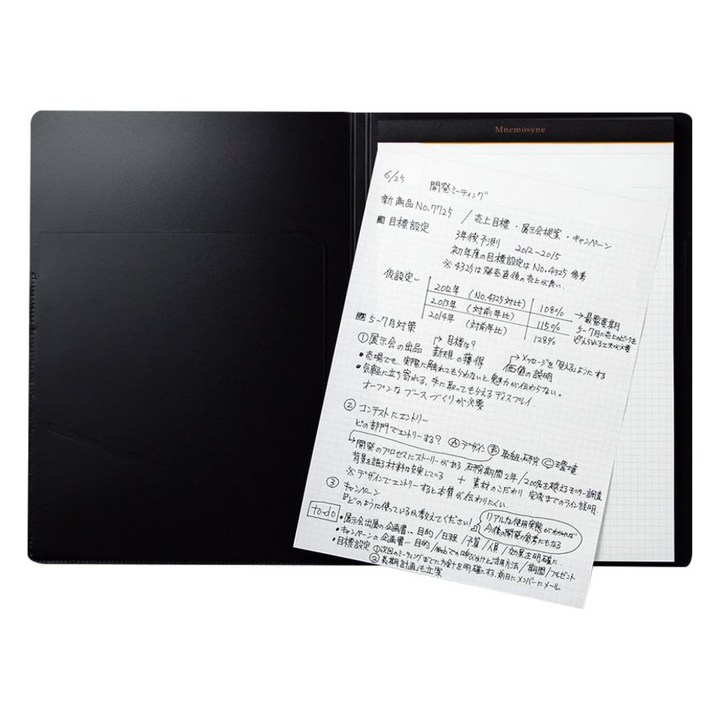 Maruman Mnemosyne Notepad Holder with A4 Graph Notepad (Black) — Maruman notes/memos — premium stationery and lifestyle, at Cityluxe Singapore