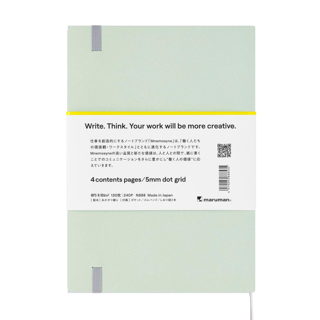 Maruman Mnemosyne A5 Journal Hardcover Notebook in Mint Green — Maruman notes/memos — premium stationery and lifestyle, at Cityluxe Singapore
