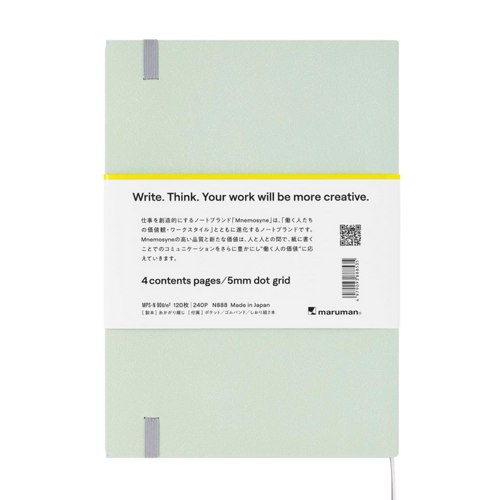 Maruman Mnemosyne A5 Journal Hardcover Notebook in Mint Green — Maruman notes/memos — premium stationery and lifestyle, at Cityluxe Singapore