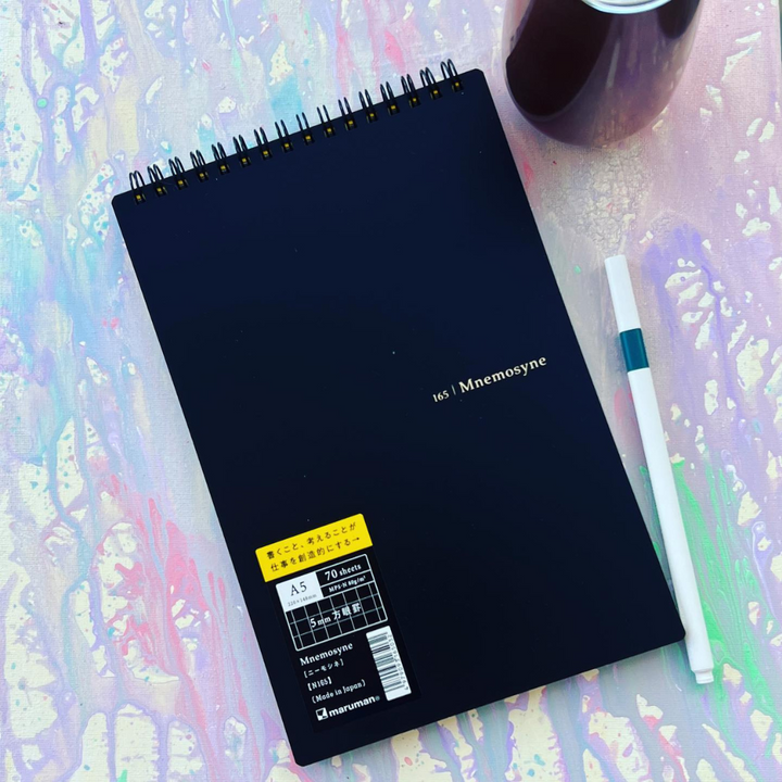 Maruman Mnemosyne A5 Memo Pad in Graph (Black) — Maruman notes/memos — premium stationery and lifestyle, at Cityluxe Singapore