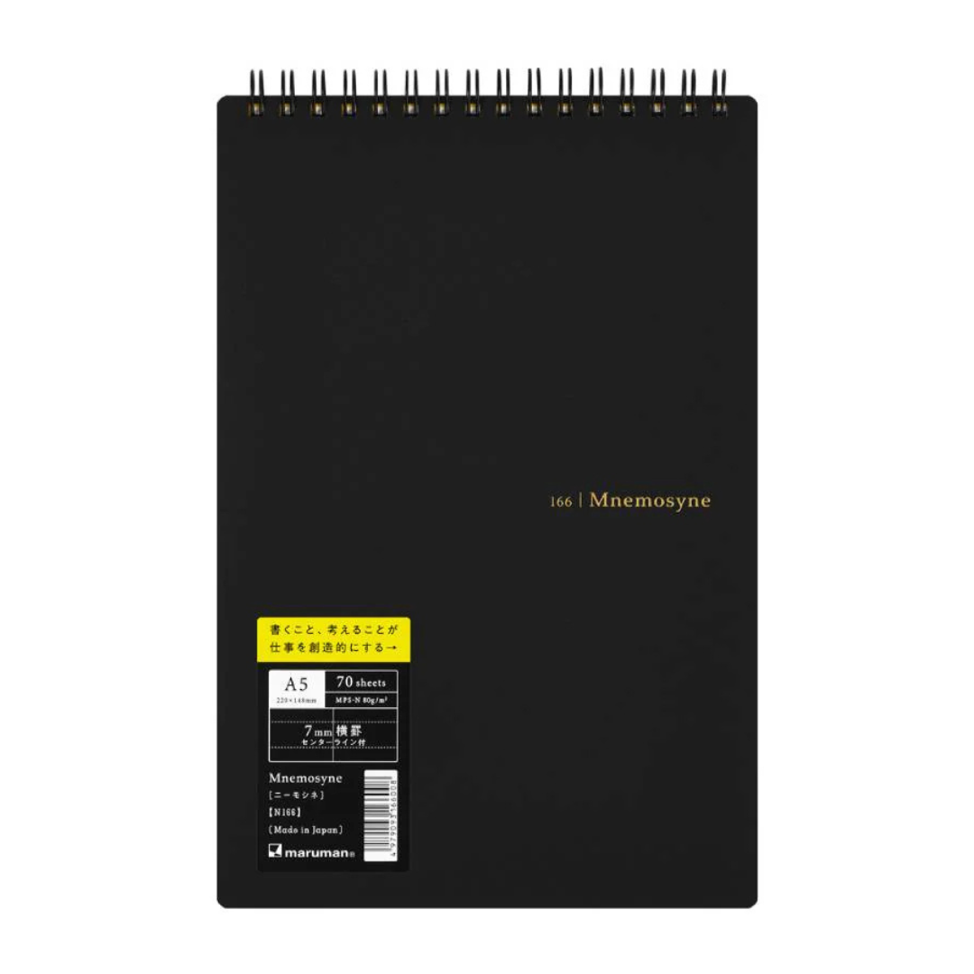 Maruman Mnemosyne A5 Memo Pad in Ruled (Black) — Maruman notes/memos — premium stationery and lifestyle, at Cityluxe Singapore