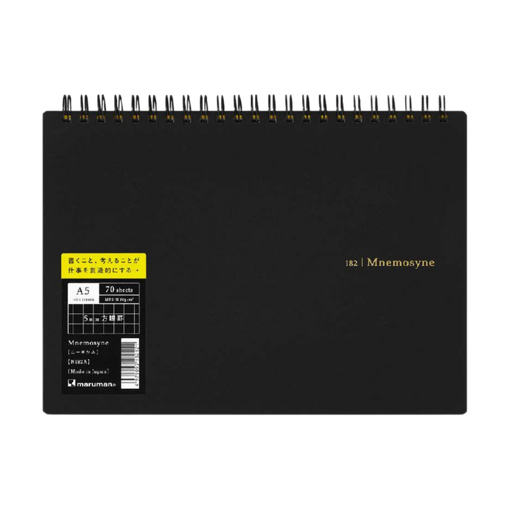 Maruman Mnemosyne A5 Notebook in Landscape / Blank (Black) — Maruman notes/memos — premium stationery and lifestyle, at Cityluxe Singapore