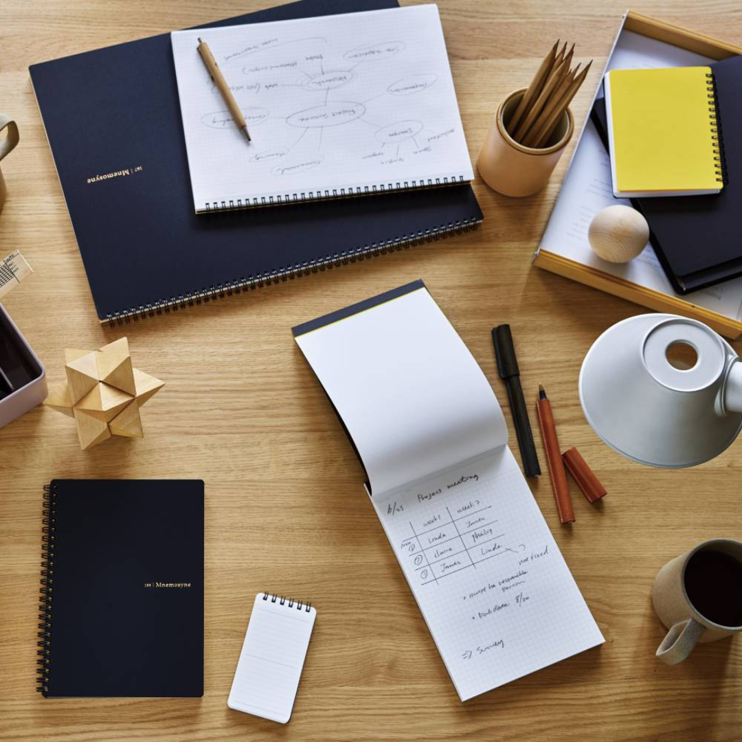 Maruman Mnemosyne A5 Notepad in Graph (Black) — Maruman notes/memos — premium stationery and lifestyle, at Cityluxe Singapore
