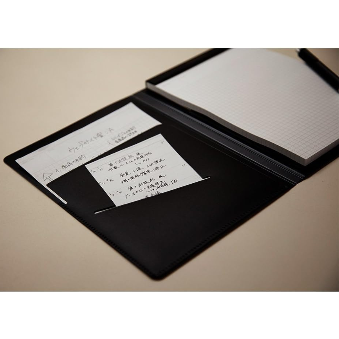 Maruman Mnemosyne Notepad Holder with A5 Graph Notepad (Black) — Maruman notes/memos — premium stationery and lifestyle, at Cityluxe Singapore