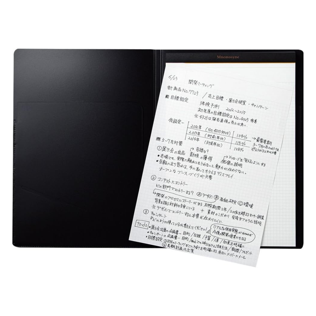 Maruman Mnemosyne Notepad Holder with A5 Graph Notepad (Black) — Maruman notes/memos — premium stationery and lifestyle, at Cityluxe Singapore