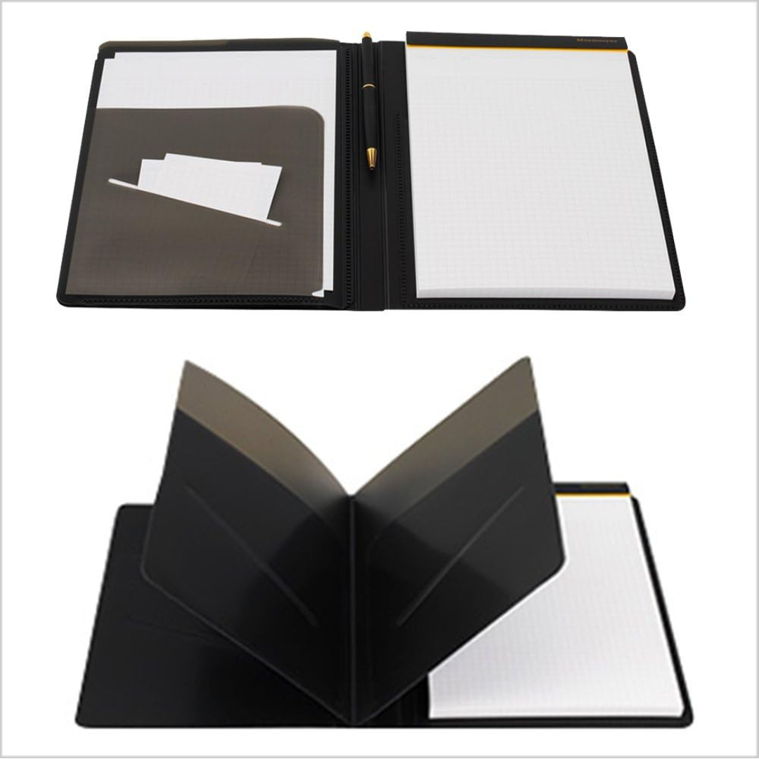 Maruman Mnemosyne Notepad Holder with 5 Pockets &amp; A5 Graph Notepad (Black)