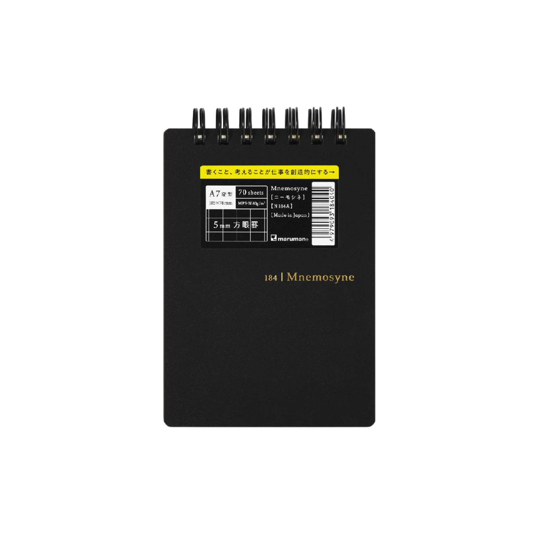 Maruman Mnemosyne A7 Twin Ring Memo Pad in Graph (Black) — Maruman notes/memos — premium stationery and lifestyle, at Cityluxe Singapore